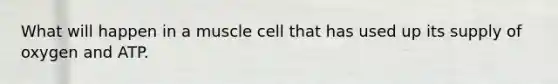 What will happen in a muscle cell that has used up its supply of oxygen and ATP.