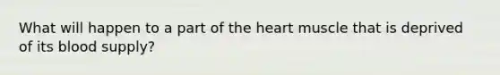 What will happen to a part of the heart muscle that is deprived of its blood supply?