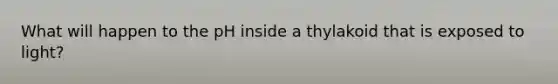 What will happen to the pH inside a thylakoid that is exposed to light?