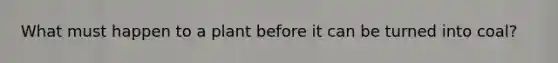 What must happen to a plant before it can be turned into coal?