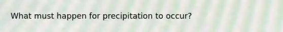 What must happen for precipitation to occur?