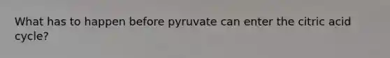 What has to happen before pyruvate can enter the citric acid cycle?