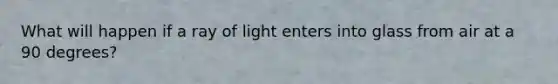 What will happen if a ray of light enters into glass from air at a 90 degrees?