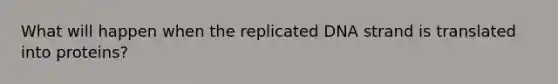 What will happen when the replicated DNA strand is translated into proteins?