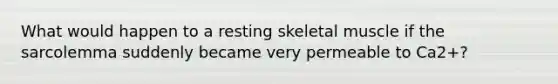 What would happen to a resting skeletal muscle if the sarcolemma suddenly became very permeable to Ca2+?
