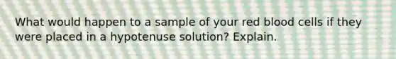 What would happen to a sample of your red blood cells if they were placed in a hypotenuse solution? Explain.