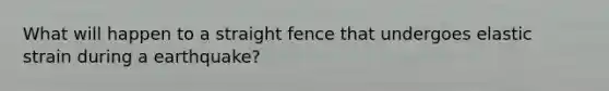 What will happen to a straight fence that undergoes elastic strain during a earthquake?