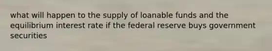 what will happen to the supply of loanable funds and the equilibrium interest rate if the federal reserve buys government securities