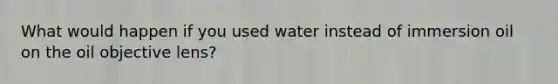 What would happen if you used water instead of immersion oil on the oil objective lens?