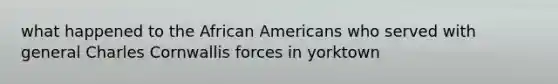 what happened to the African Americans who served with general Charles Cornwallis forces in yorktown