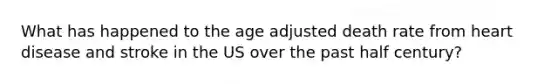 What has happened to the age adjusted death rate from heart disease and stroke in the US over the past half century?