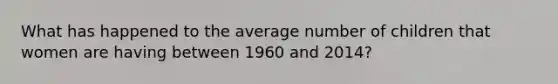 What has happened to the average number of children that women are having between 1960 and 2014?