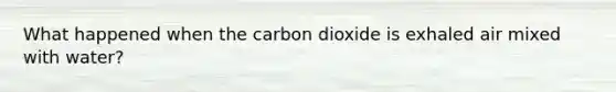 What happened when the carbon dioxide is exhaled air mixed with water?