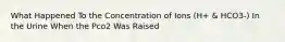 What Happened To the Concentration of Ions (H+ & HCO3-) In the Urine When the Pco2 Was Raised