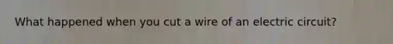 What happened when you cut a wire of an electric circuit?