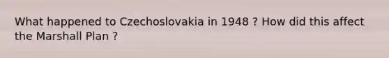 What happened to Czechoslovakia in 1948 ? How did this affect the Marshall Plan ?