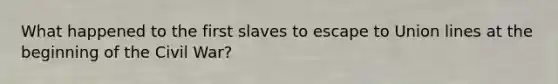 What happened to the first slaves to escape to Union lines at the beginning of the Civil War?