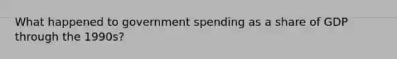 What happened to government spending as a share of GDP through the 1990s?