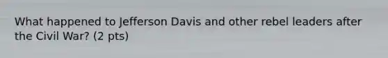 What happened to Jefferson Davis and other rebel leaders after the Civil War? (2 pts)