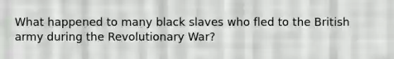 What happened to many black slaves who fled to the British army during the Revolutionary War?