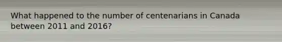 What happened to the number of centenarians in Canada between 2011 and 2016?