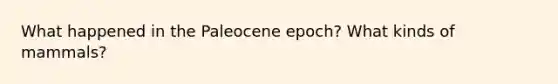 What happened in the Paleocene epoch? What kinds of mammals?