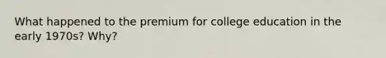 What happened to the premium for college education in the early 1970s? Why?