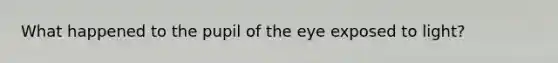 What happened to the pupil of the eye exposed to light?