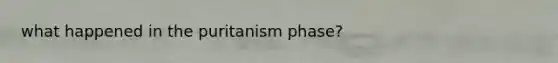 what happened in the puritanism phase?