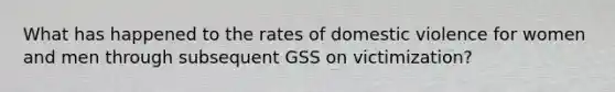 What has happened to the rates of domestic violence for women and men through subsequent GSS on victimization?