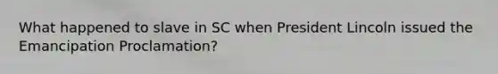 What happened to slave in SC when President Lincoln issued the Emancipation Proclamation?
