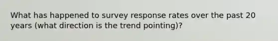 What has happened to survey response rates over the past 20 years (what direction is the trend pointing)?