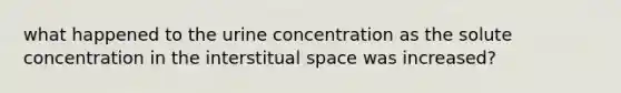 what happened to the urine concentration as the solute concentration in the interstitual space was increased?