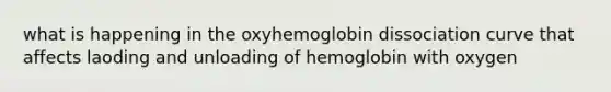 what is happening in the oxyhemoglobin dissociation curve that affects laoding and unloading of hemoglobin with oxygen