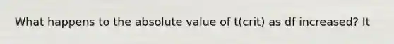 What happens to the absolute value of t(crit) as df increased? It