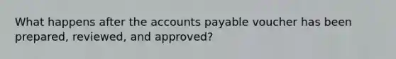 What happens after the accounts payable voucher has been prepared, reviewed, and approved?