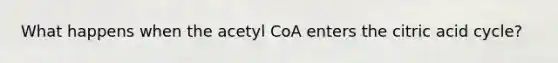 What happens when the acetyl CoA enters the citric acid cycle?