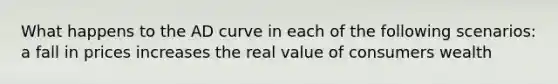 What happens to the AD curve in each of the following scenarios: a fall in prices increases the real value of consumers wealth