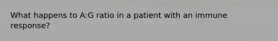 What happens to A:G ratio in a patient with an immune response?