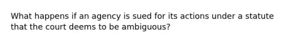 What happens if an agency is sued for its actions under a statute that the court deems to be ambiguous?