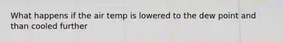 What happens if the air temp is lowered to the dew point and than cooled further