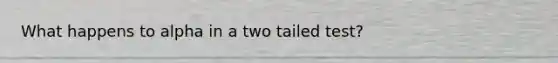 What happens to alpha in a two tailed test?