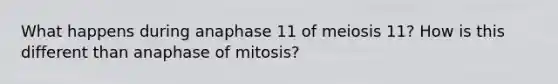 What happens during anaphase 11 of meiosis 11? How is this different than anaphase of mitosis?