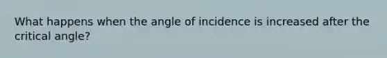 What happens when the angle of incidence is increased after the critical angle?