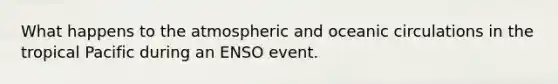 What happens to the atmospheric and oceanic circulations in the tropical Pacific during an ENSO event.