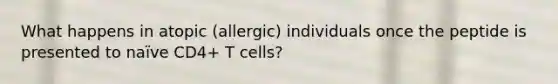 What happens in atopic (allergic) individuals once the peptide is presented to naïve CD4+ T cells?