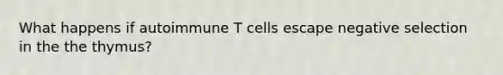 What happens if autoimmune T cells escape negative selection in the the thymus?