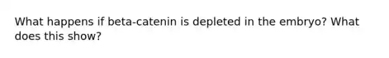 What happens if beta-catenin is depleted in the embryo? What does this show?