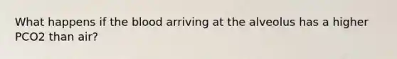 What happens if the blood arriving at the alveolus has a higher PCO2 than air?