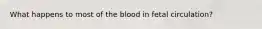 What happens to most of the blood in fetal circulation?